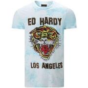 T-shirt Korte Mouw Ed Hardy Los tigre t-shirt turquesa