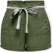 Korte Broek Only Luna Linen Shorts - Olive Green