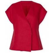 Blouse Selected W Top Lia Linen - Sawy Red
