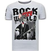 T-shirt Korte Mouw Local Fanatic Stoere Rock My World Cat