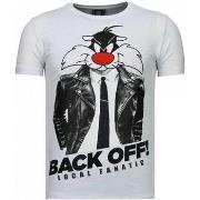 T-shirt Korte Mouw Local Fanatic Pussy Cat Rhinestone