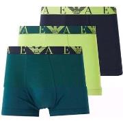 Boxers Emporio Armani Stretch Cotton Logo 3 Pack Trunks Blue/Pine/Lime