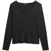 T-Shirt Lange Mouw Superdry T-shirt manches longues slim col en V noir