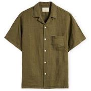 Overhemd Korte Mouw Portuguese Flannel Linen Camp Collar Shirt - Olive