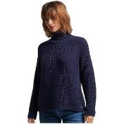 Trui Superdry Pull Slouchy Stitch col roulé bleu