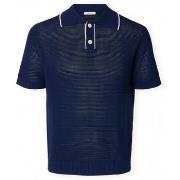 Polo Shirt Korte Mouw Selected Jesse Knit - Ocean Cavern/Birch