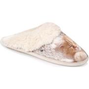 Chaussons Isotoner Chaussons mules Femme chat Beige