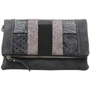 Sac à main Fuchsia Sac pochette Elma patchwork croco étoile noir