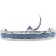 Bracelets Les Interchangeables Jonc Ruban argenté bleu jean 2 strié 4m...