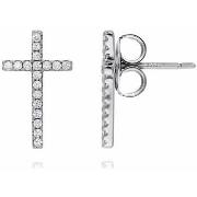 Boucles oreilles Orusbijoux Boucles D'oreilles Argent Forme Croix Rhod...