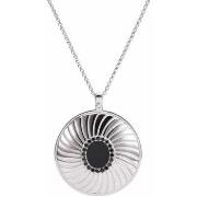 Bijoux Orusbijoux Collier Médaillon Argent Elisabeth Pierre Onyx Noire