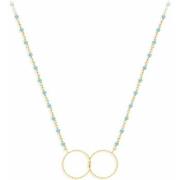 Collier Orusbijoux Collier Argent Doré Double Rond Et Pierre Turquoise