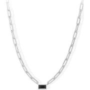 Collier Orusbijoux Collier Chaine En Argent Pierre Spinelle Noire