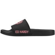 Tongs Ed Hardy Sexy beast sliders black-fluo red