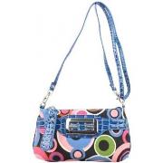 Sac à main Fuchsia Mini sac pochette toile motif rond multicolore Bleu