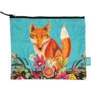 Trousse Enesco Grande Pochette plate Le Renard en coton décorée Allen