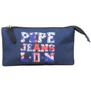 Sac à main Pepe jeans Trousse logo Anglais bleu marine double