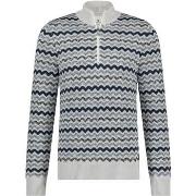 Sweat-shirt State Of Art Cardigan Demi-Zip Bleu Gris Impression