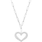 Bijoux Orusbijoux Collier Argent Rhodié Coeur Serti De Zirconium Blanc