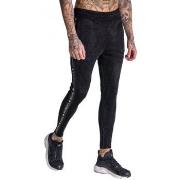 Pantalon Gianni Kavanagh Pantalon homme noir avec bande doré