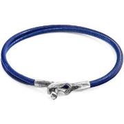 Bracelets Anchor &amp; Crew Bracelet Tenby Argent Et Cuir Rond