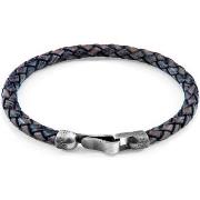 Bracelets Anchor &amp; Crew Bracelet Skye Argent et Cuir Tressé