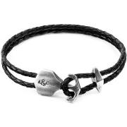 Bracelets Anchor &amp; Crew Bracelet Ancre Delta Argent Et Cuir Tressé