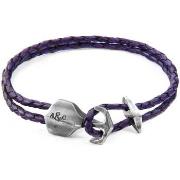 Bracelets Anchor &amp; Crew Bracelet Ancre Delta Argent Et Cuir Tressé