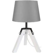 Lampes de bureau Tosel Lampe de chevet trépied bois blanc et gris