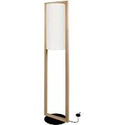 Lampadaires Tosel Lampadaire colonne bois foncé et blanc