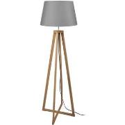 Lampadaires Tosel Lampadaire colonne bois foncé et gris