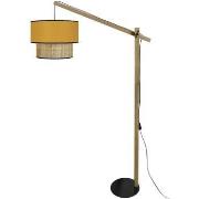 Lampadaires Tosel Lampadaire droit bois foncé et jaune