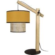 Lampes de bureau Tosel Lampe a poser articulé bois foncé et jaune