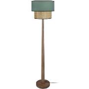 Lampadaires Tosel Lampadaire droit bois foncé et vert