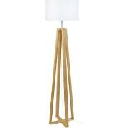 Lampadaires Tosel Lampadaire colonne bois naturel et blanc