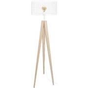 Lampadaires Tosel Lampadaire trépied bois naturel et blanc