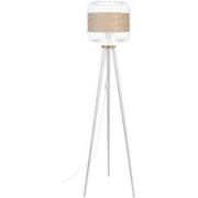 Lampadaires Tosel Lampadaire trépied bois naturel et blanc