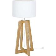 Lampes de bureau Tosel Lampe de chevet colonne bois naturel et blanc