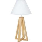 Lampes de bureau Tosel Lampe de chevet colonne bois naturel et blanc