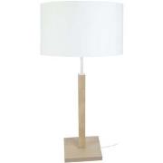 Lampes de bureau Tosel Lampe a poser colonne bois naturel et blanc