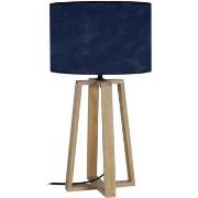 Lampes de bureau Tosel Lampe de chevet colonne bois naturel et bleu