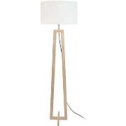 Lampadaires Tosel Lampadaire colonne bois naturel et écru