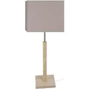 Lampes de bureau Tosel Lampe a poser colonne bois naturel et gris