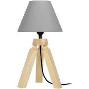 Lampes de bureau Tosel Lampe de chevet trépied bois naturel et gris