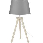 Lampes de bureau Tosel Lampe de chevet trépied bois naturel et gris