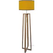 Lampadaires Tosel Lampadaire colonne bois naturel et jaune