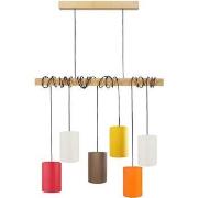 Lustres, suspensions et plafonniers Tosel Lustre bar bois naturel et m...