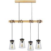 Lustres, suspensions et plafonniers Tosel Lustre bar bois naturel et n...