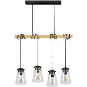 Lustres, suspensions et plafonniers Tosel Lustre bar bois naturel et n...