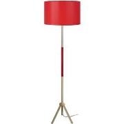 Lampadaires Tosel Lampadaire droit bois naturel et rouge